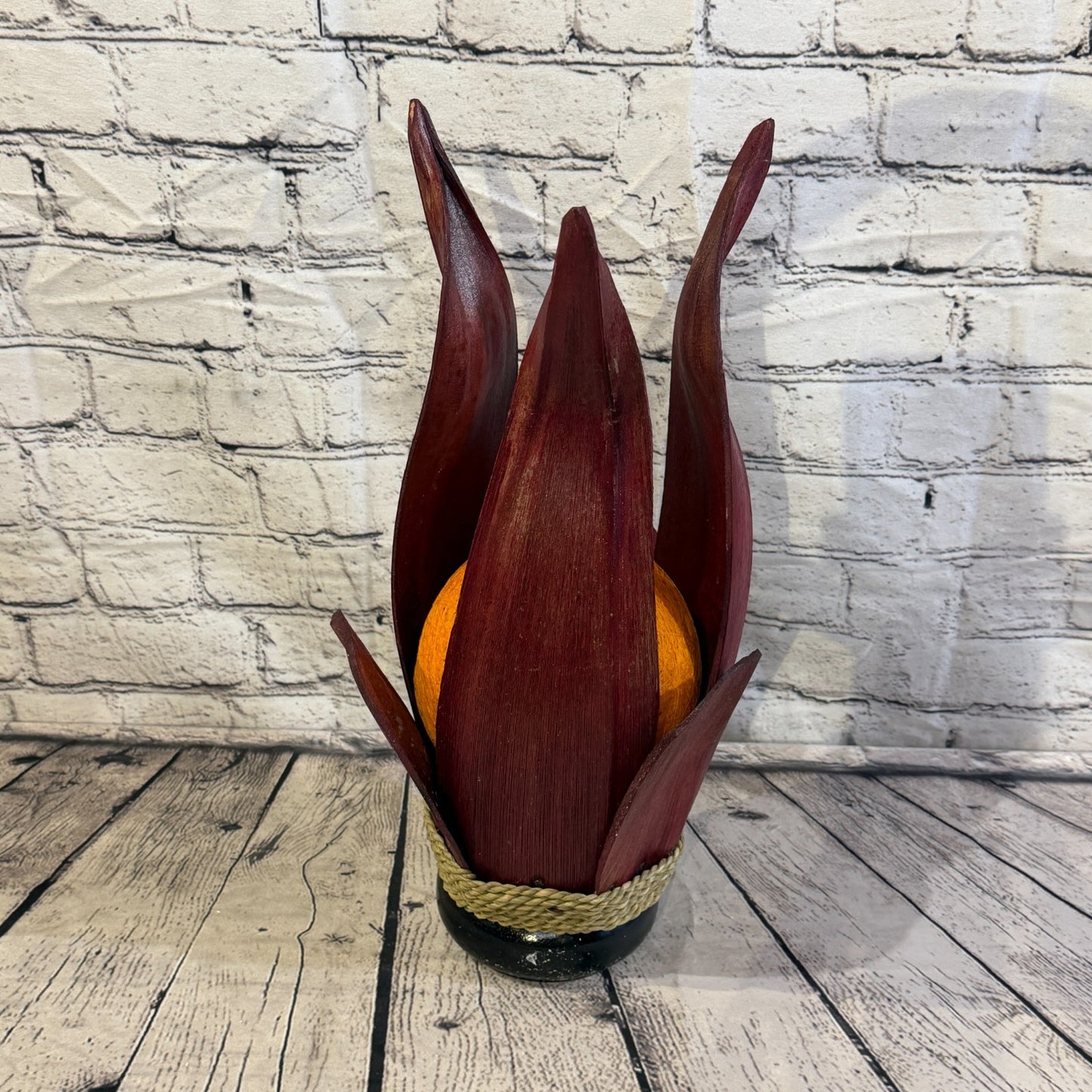 Orange Light Red Natural 45cm Tall Leaf Lamp Twist LED UK Mains Plug Design 21