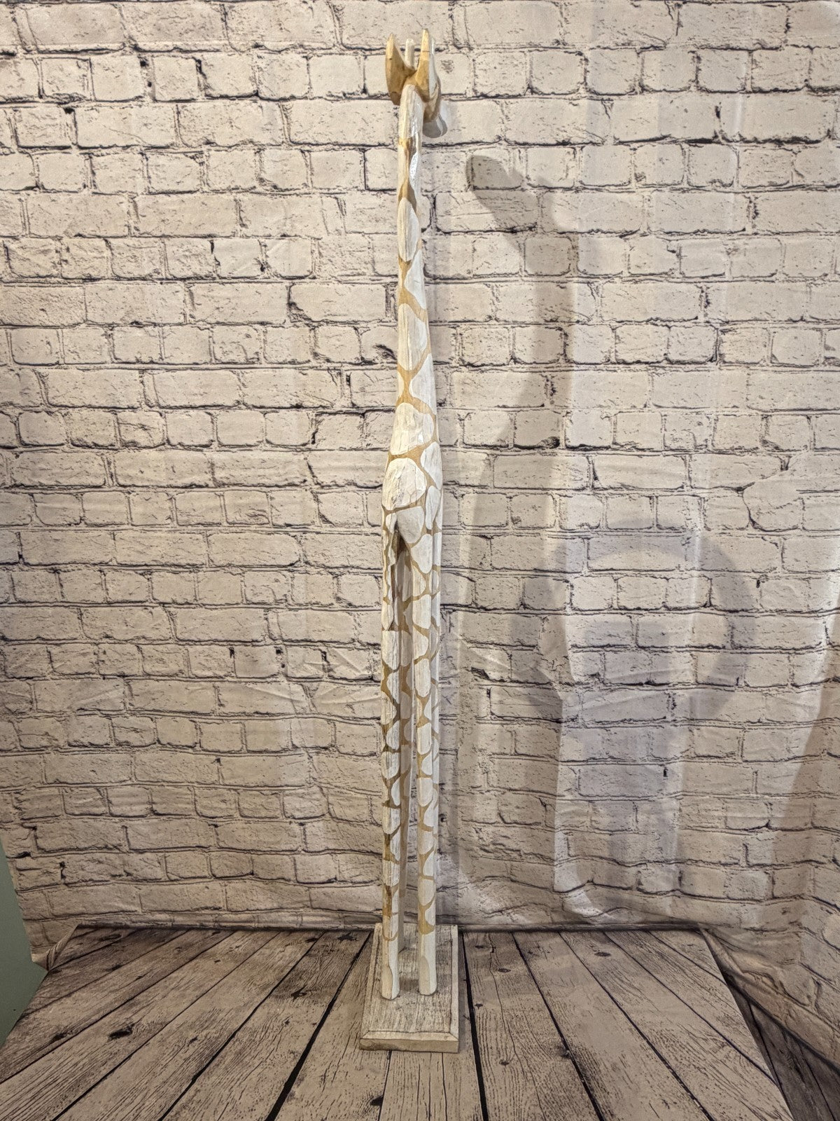120cm White Dot Wooden Giraffe Standing Single Carve Solid Wood Giraffe Handmade4