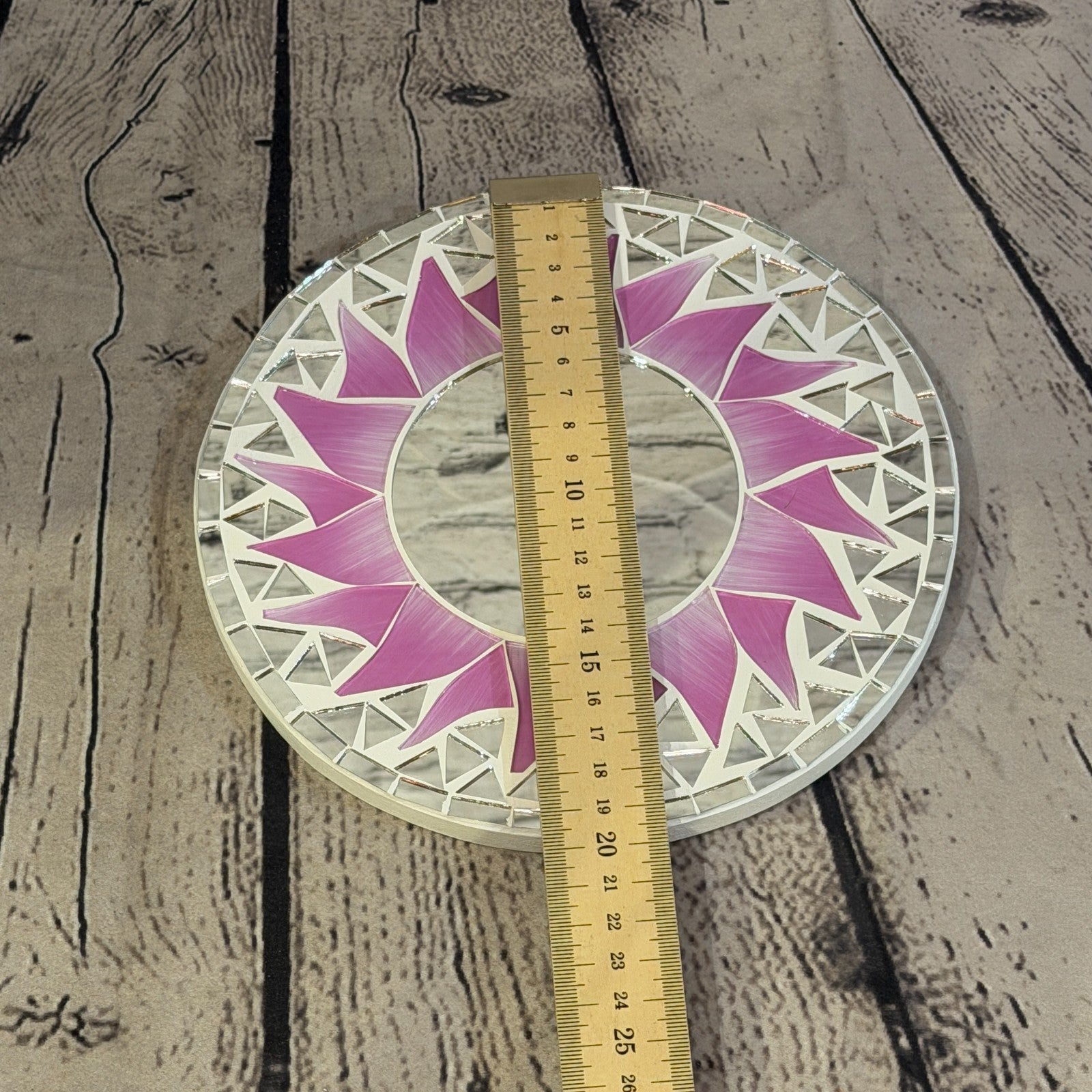 Pink Sun Flame Mosaic Tile Wall Mirror 20cm x 20cm 8 Inches Handmade4