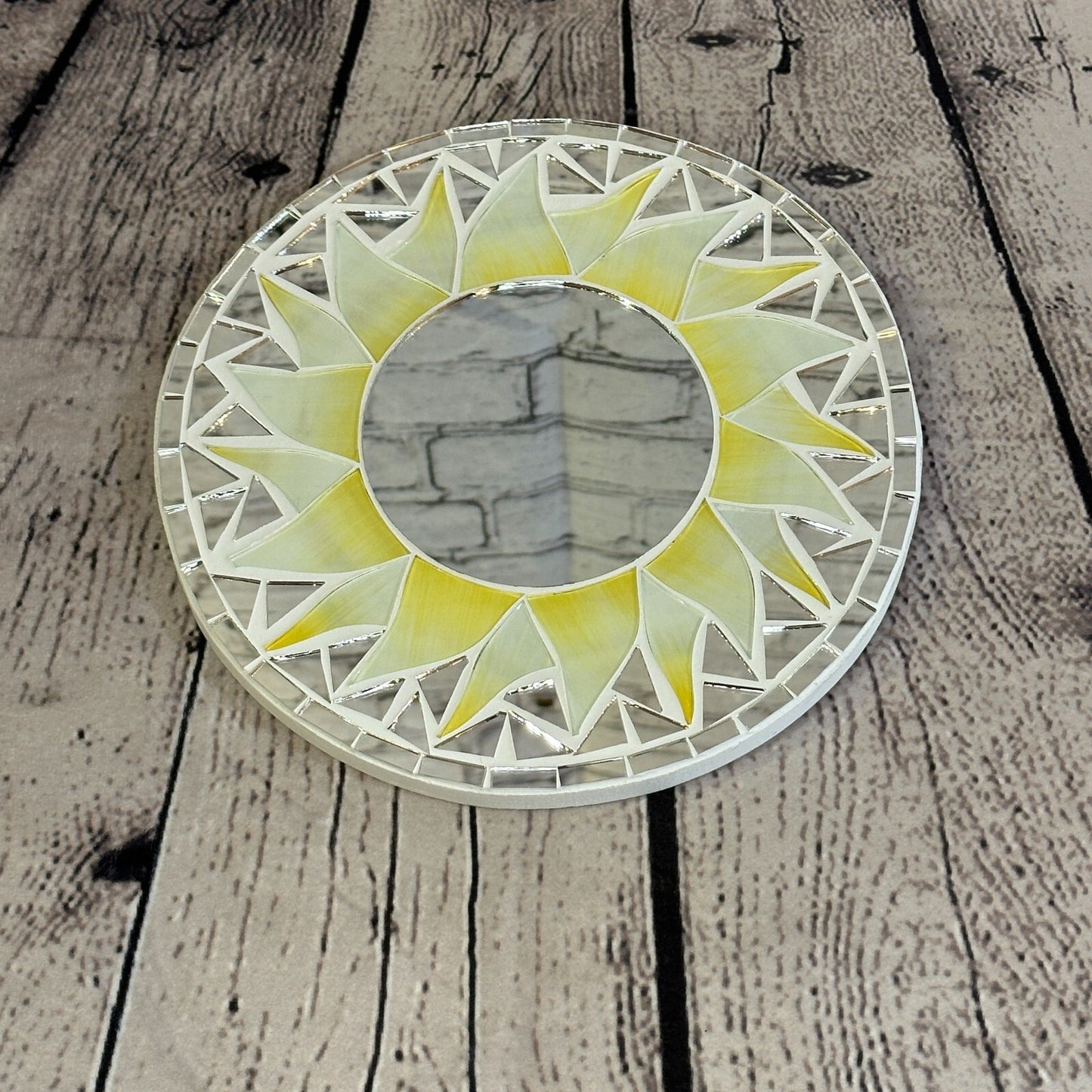 White Sun Flame Mosaic Tile Wall Mirror 20cm x 20cm 8 Inches Handmade2