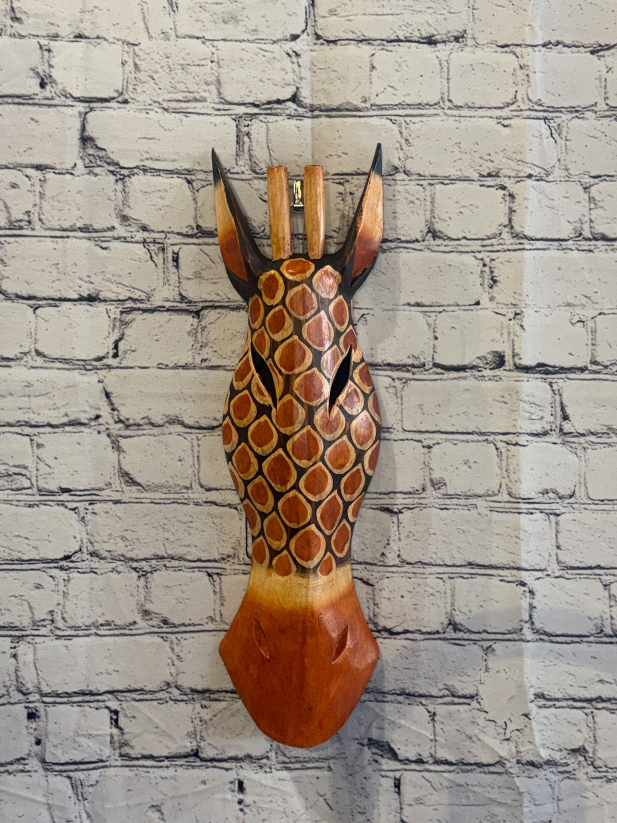 50cm Giraffe Plain Hand Carved Fair Trade Wooden Animal Wall Art Wall Hang Mask2