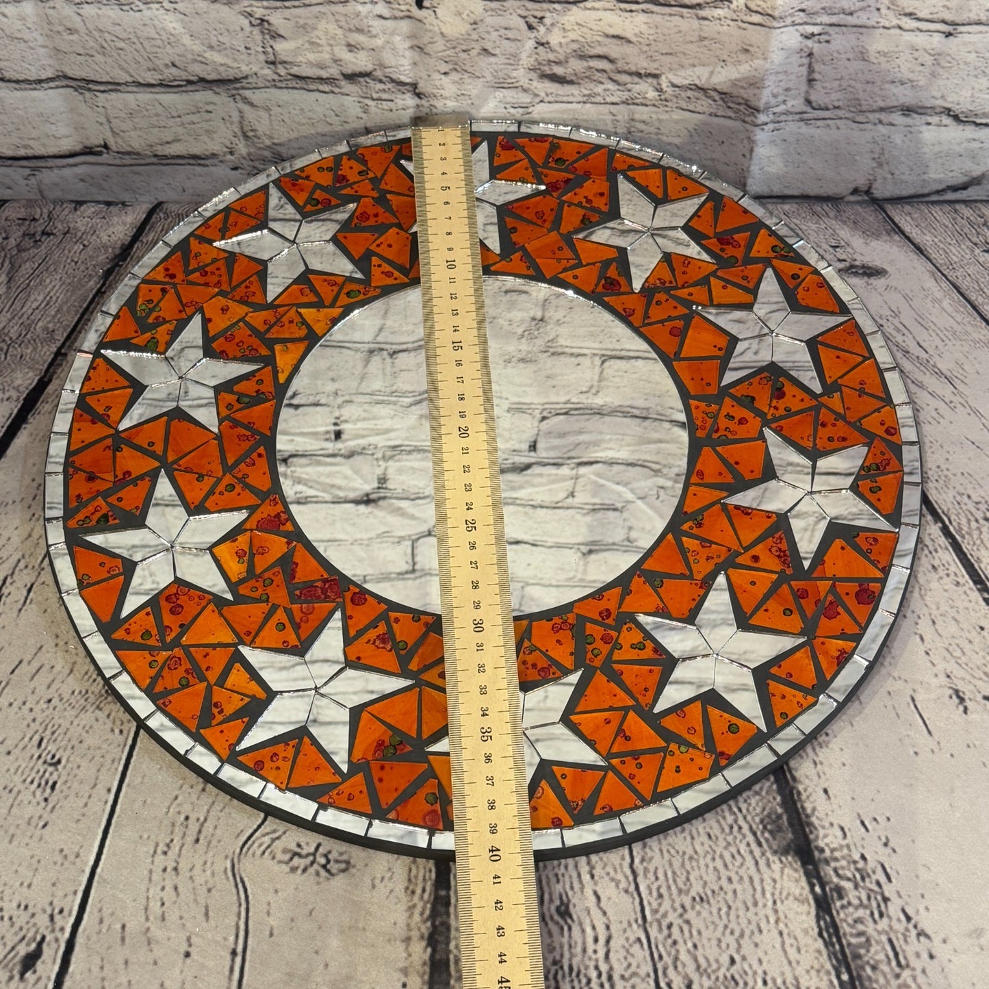Orange Star Black Mosaic Tile Wall Mirror 40cm x 40cm 16 Inches Handmade4