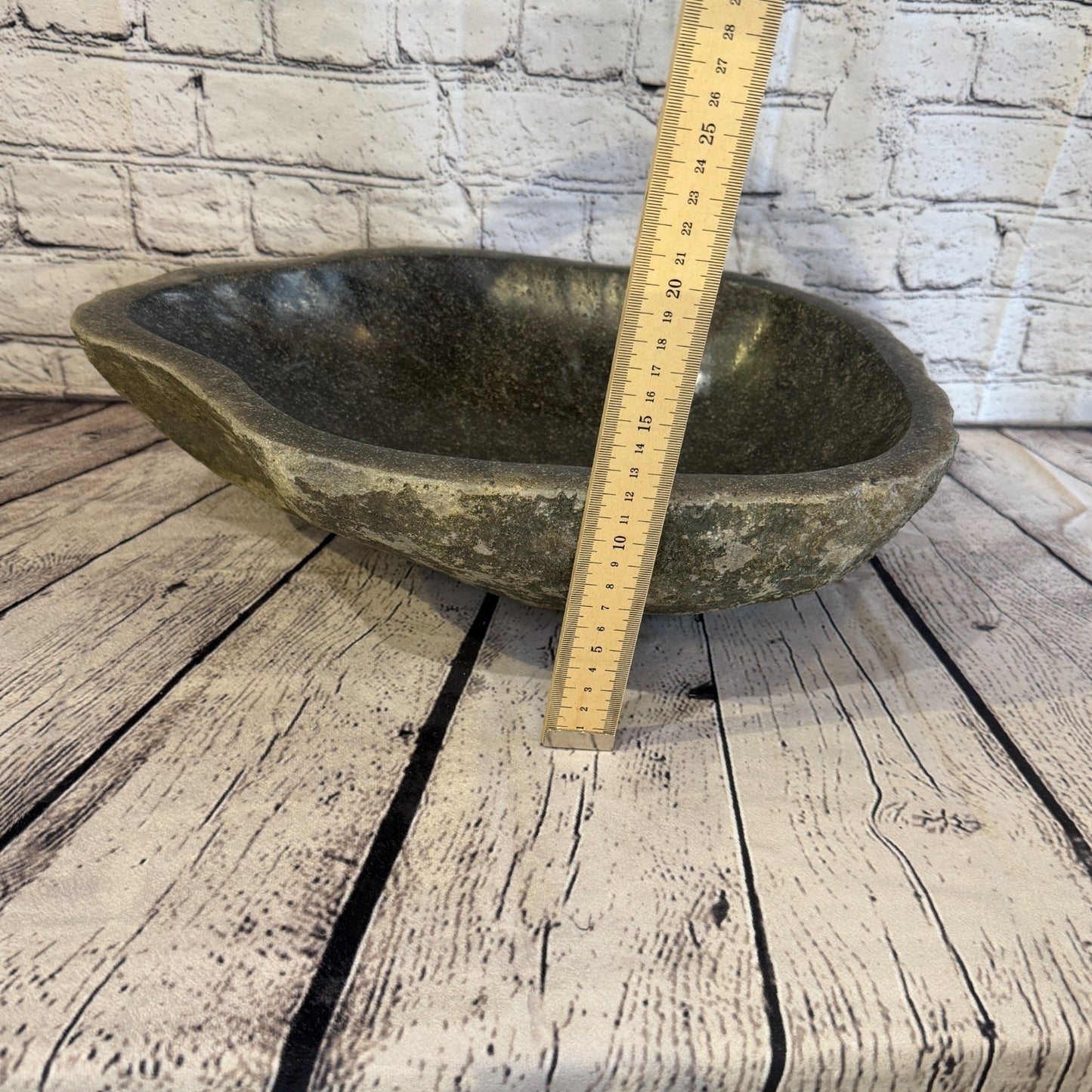 40cm x 30cm Wash Basin Bathroom Counter Top Washing River Stone Bowl Sink No 115
