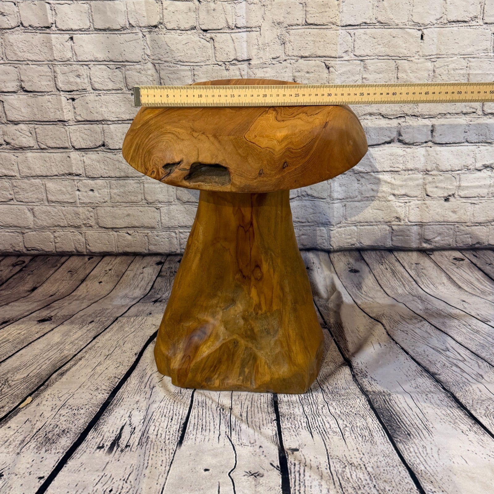 50cm x 35cm Flat Wooden Mushroom Toadstool Sculpture Garden Teak Root Ornament5
