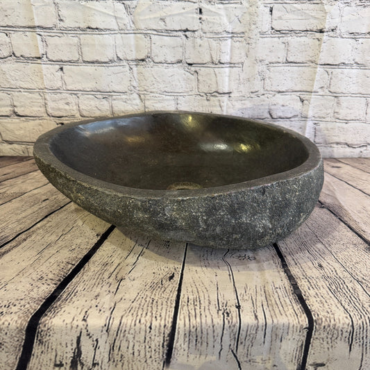 44cm x 38cm Wash Basin Bathroom Counter Top Washing River Stone Bowl Sink No 270