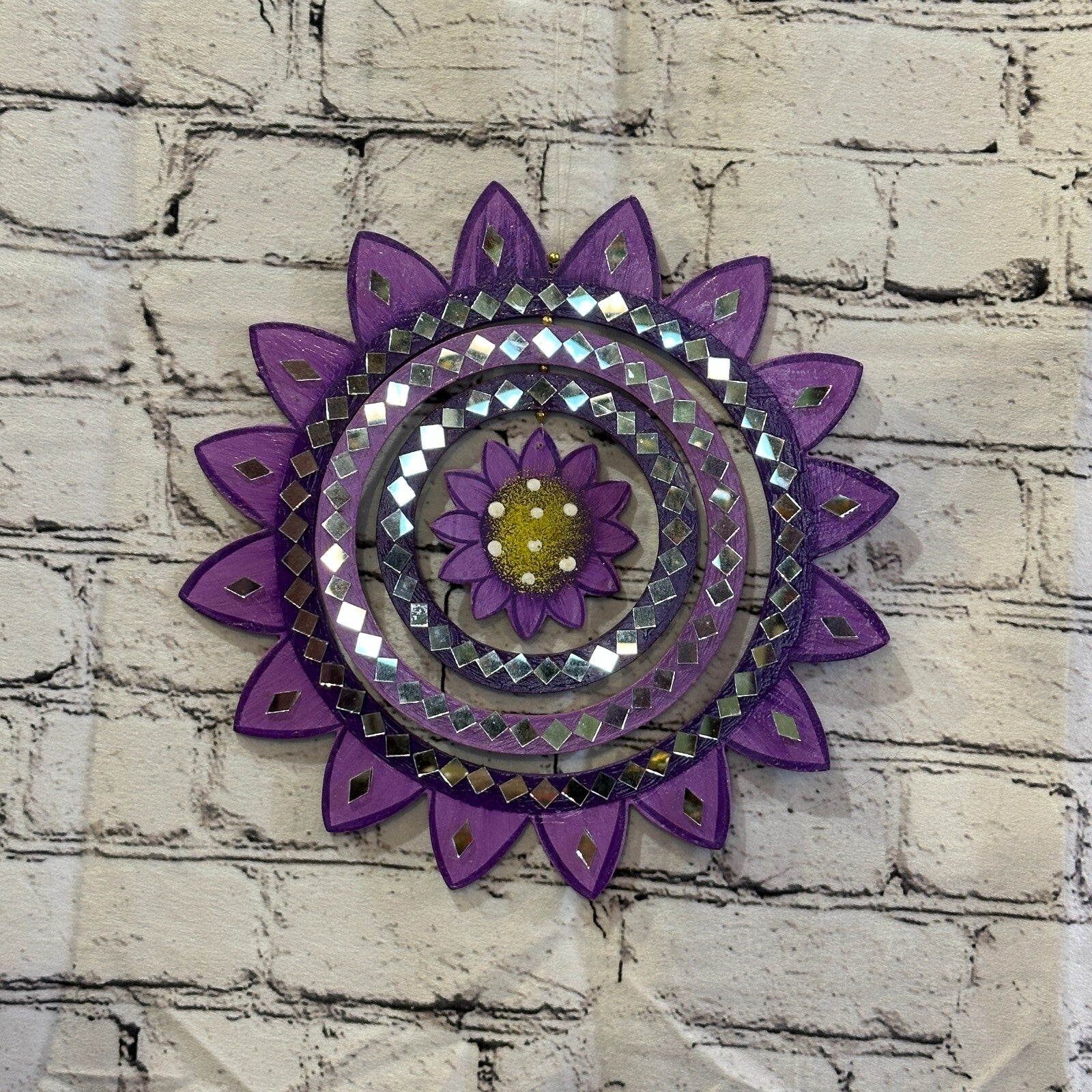 25cm Purple Sunflower Hanging With Mirrors Window Suncatcher Indoor Mobile0