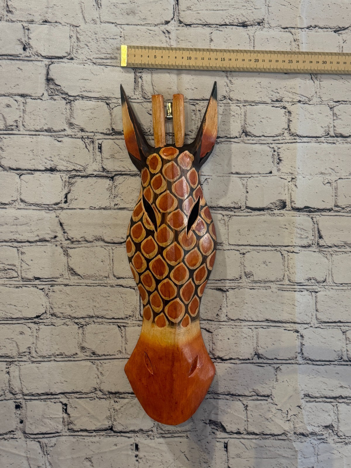 50cm Giraffe Plain Hand Carved Fair Trade Wooden Animal Wall Art Wall Hang Mask3