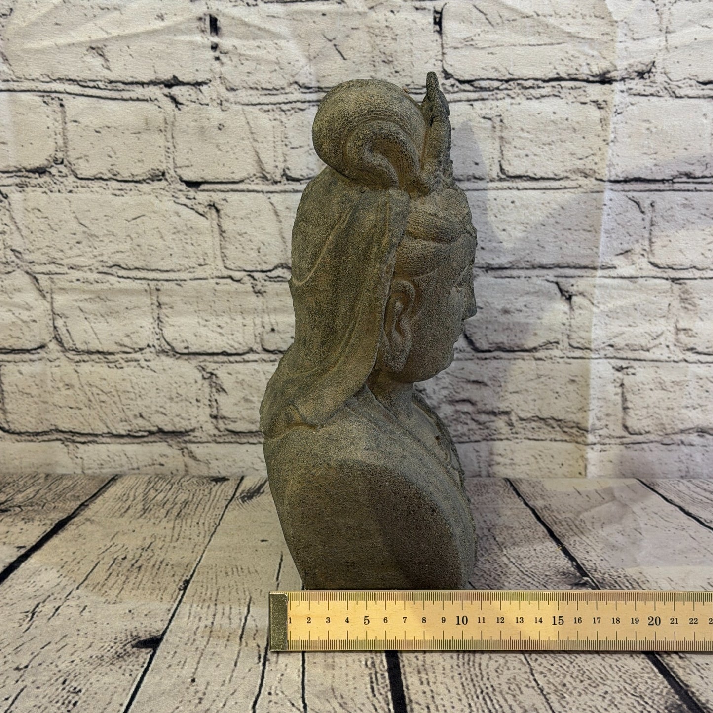 Thai Buddha Head Stone Garden 30cm x 18cm Ornament Indoor Statue Hindu7
