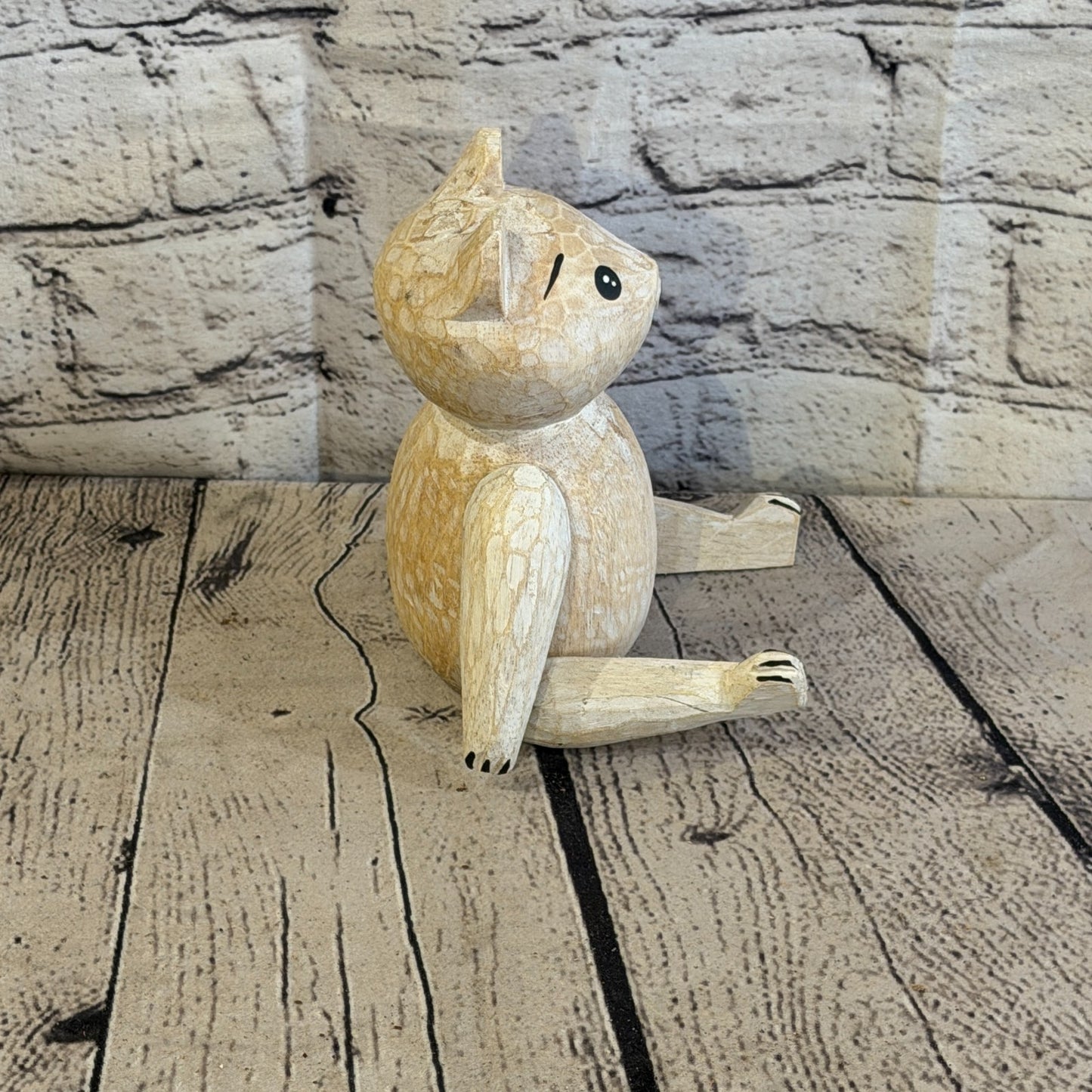 15cm Brown Teddy Bear Sitting Animal, Wooden Shelf Ornament Handmade & Fairtrade3