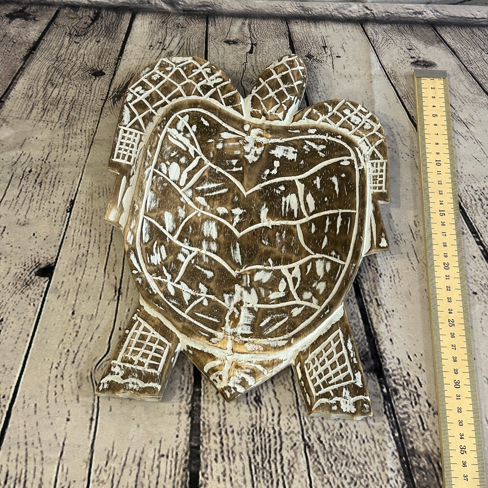 30cm Brown Sea Turtle Bowl Trinket Dish Decoration Designer Mask Wooden Handmade5