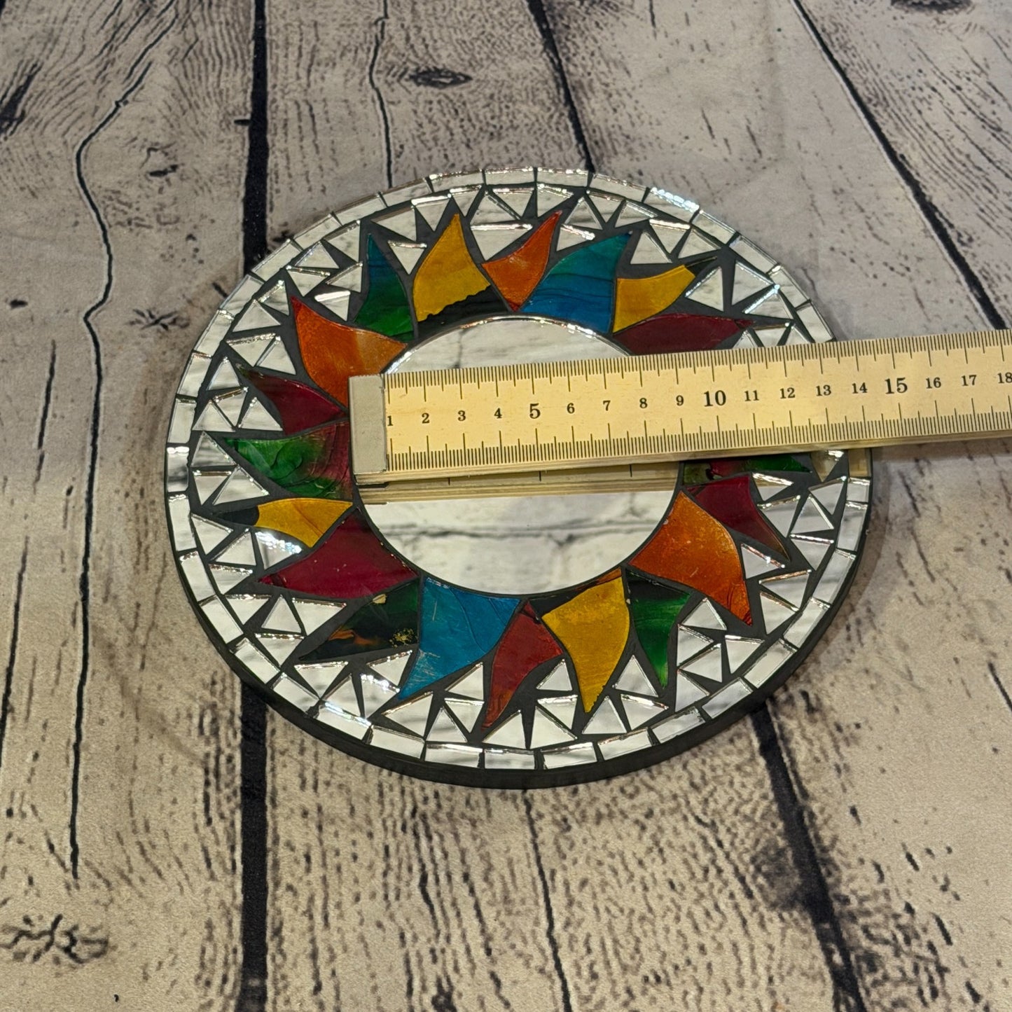Rainbow Black Sun Flame Mosaic Tile Wall Mirror 20cm x 20cm 8 Inches Handmade5