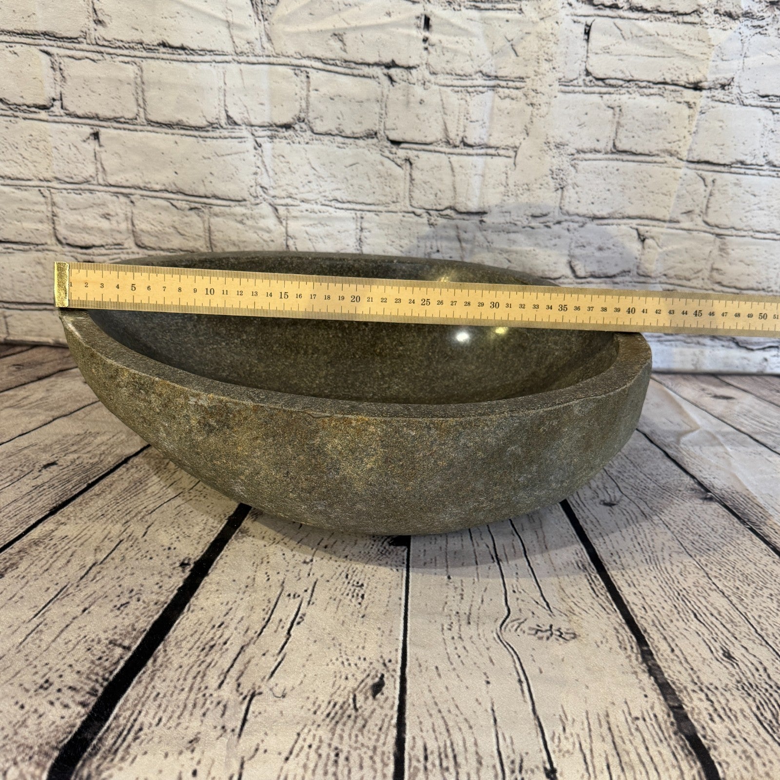 41cm x 30cm Wash Basin Bathroom Counter Top Washing River Stone Bowl Sink No 104