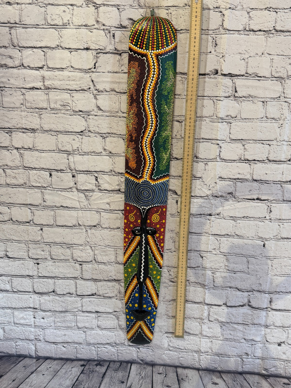 100cm Mask Carved Wooden Dot Painted Ethnic Tribal Tiki Wall Art No 1 New4