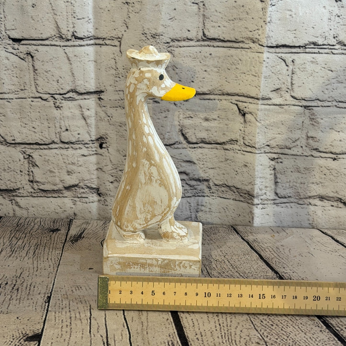 Looking Forward 24cm Tall Wooden White Duckling Baby Duck Shabby Wood Fairtrade6