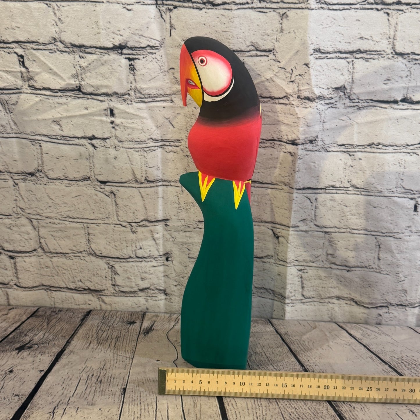 40cm Dark Red Parrot Bird Ornament Statue Fair Trade Hand Made Carved Wood6
