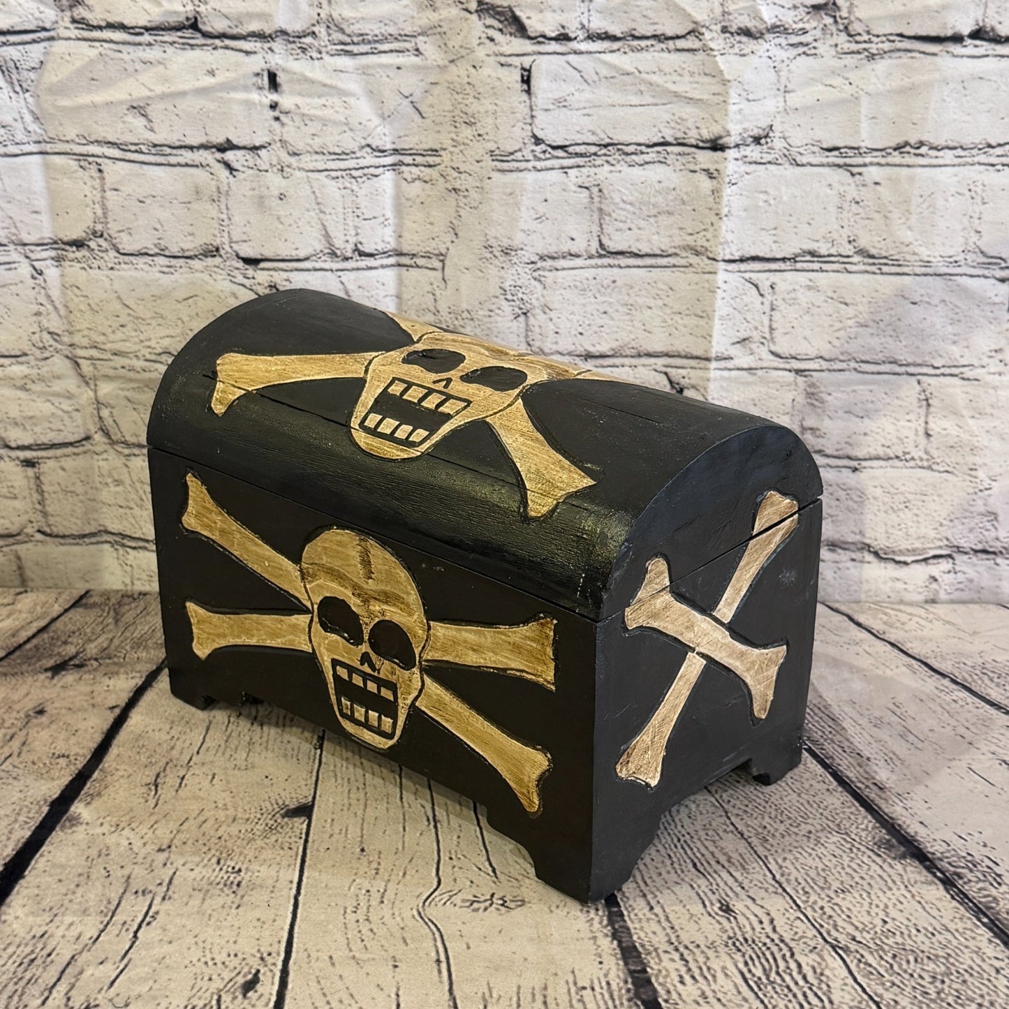 28cm x 22cm x 16cm Wood Gothic Pirate Chest Skull Coffin Jewellery Trinket Box0