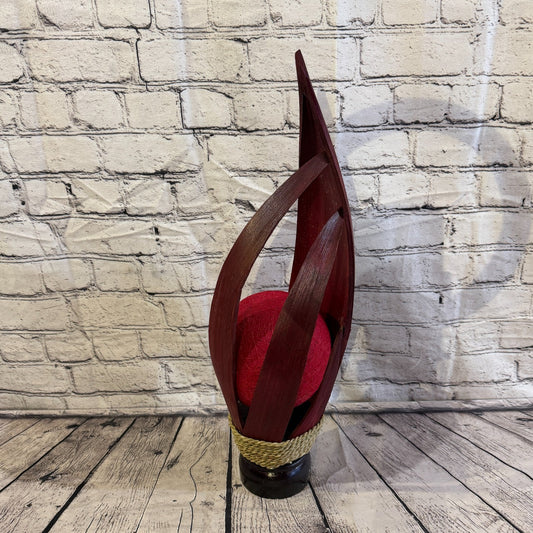 Red Light Red Natural 55cm Tall Leaf Lamp Twist LED UK Mains Plug Design 30