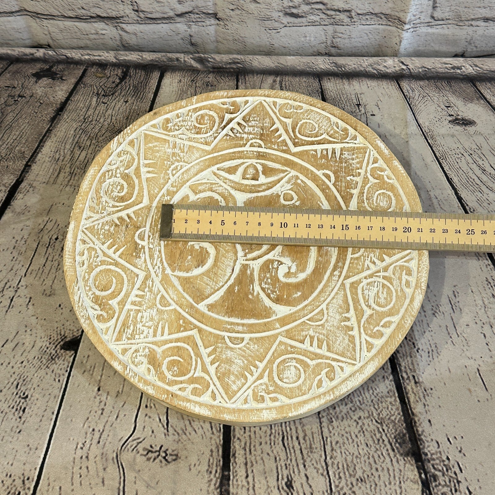 30cm Cream Style Wall Decoration Om Lucky Coin Designer Mask Wooden Handmade6