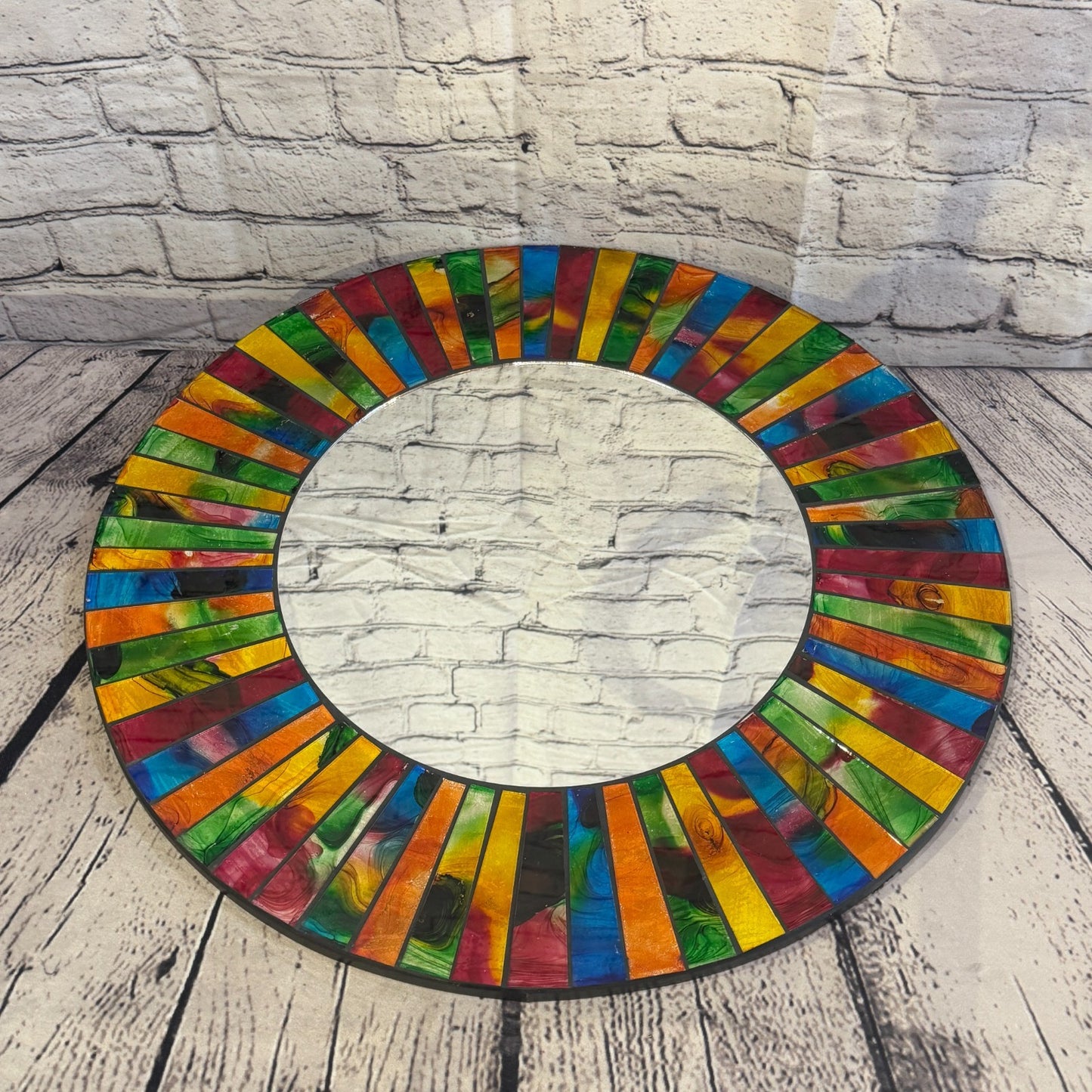 Rainbow Line Black Mosaic Tile Wall Mirror 50cm x 50cm 20 Inches Handmade3