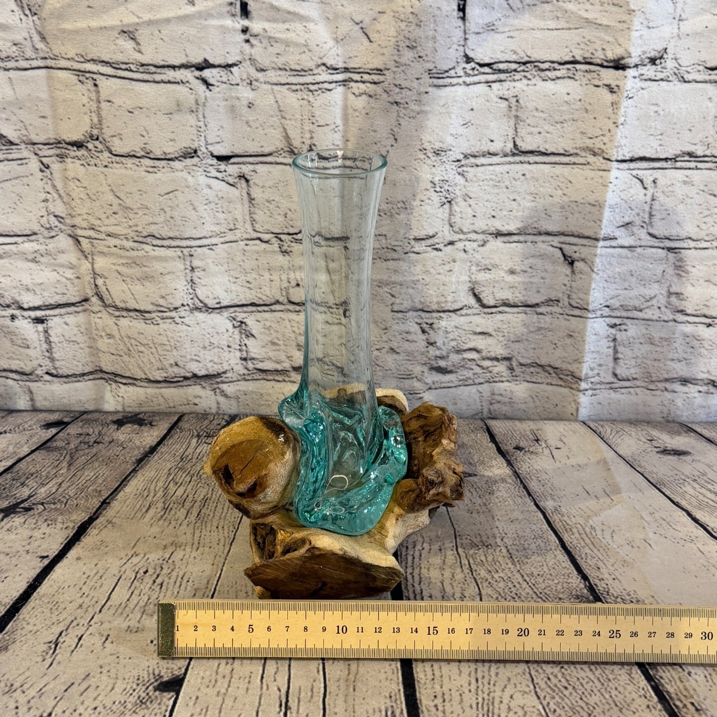25cm Tall Vase Colour Melted Glass Wood Decorative Vase Glass Sculpture Crafted6