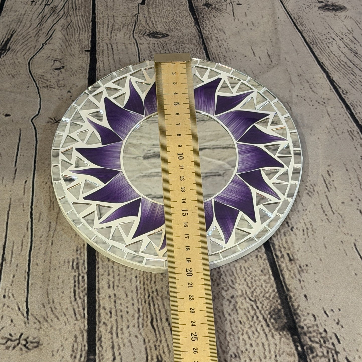 Purple Sun Flame Mosaic Tile Wall Mirror 20cm x 20cm 8 Inches Handmade4