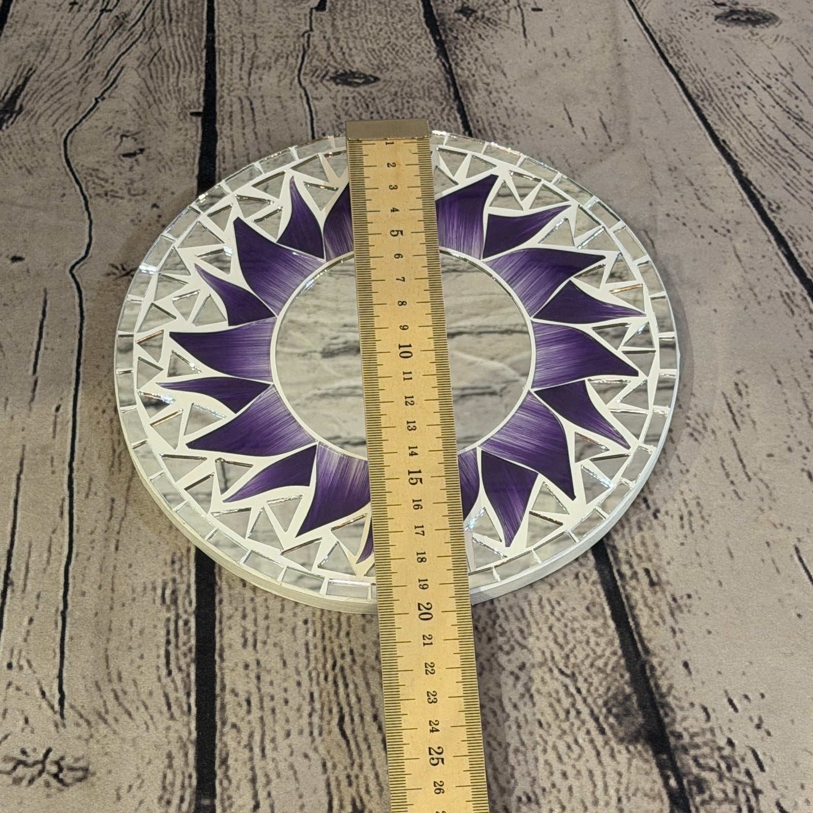 Purple Sun Flame Mosaic Tile Wall Mirror 20cm x 20cm 8 Inches Handmade4