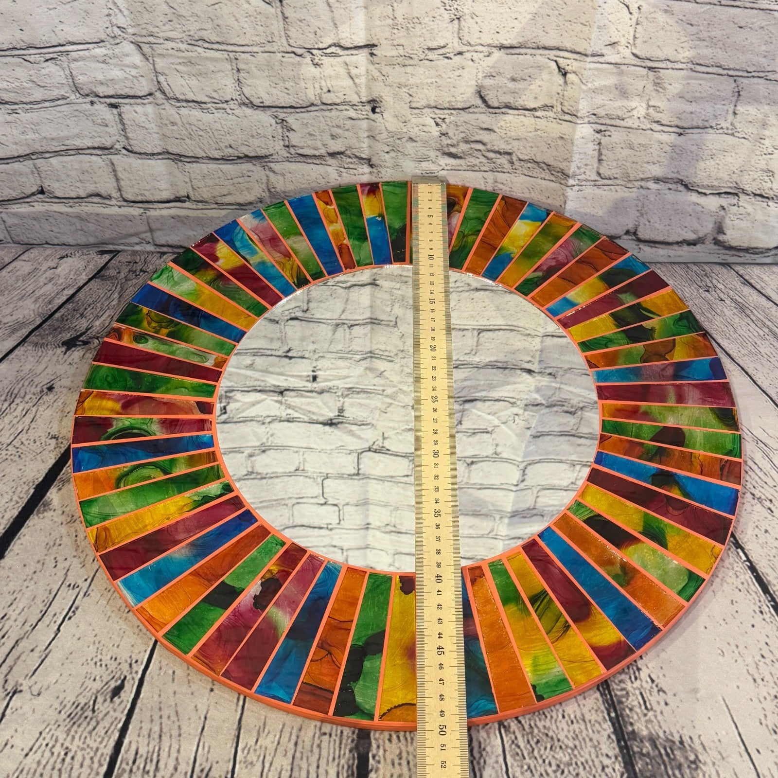 Rainbow Line Terracotta Mosaic Tile Wall Mirror 50cm x 50cm 20 Inches Handmade5