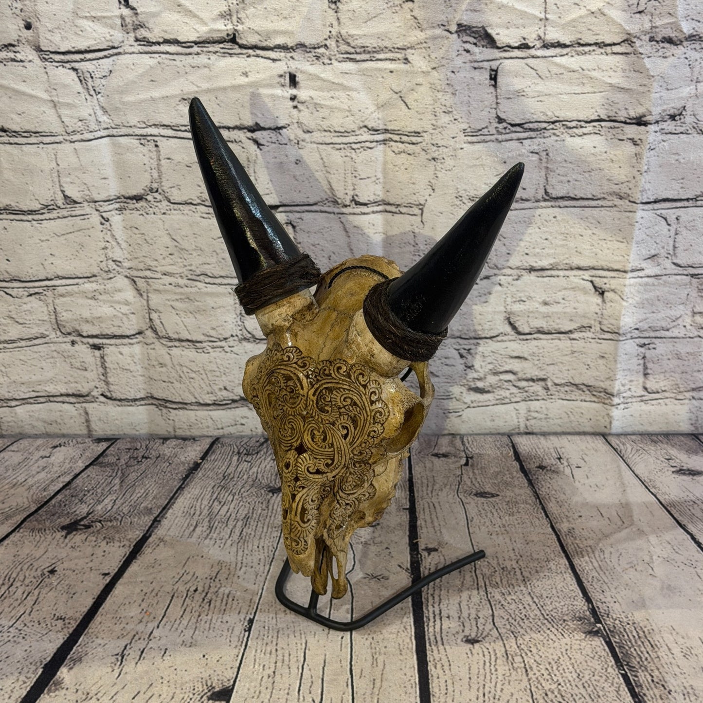 30cm Carved Buffalo Ram Wild Replica Skulls Wall Hanging Carved Stand Design 16