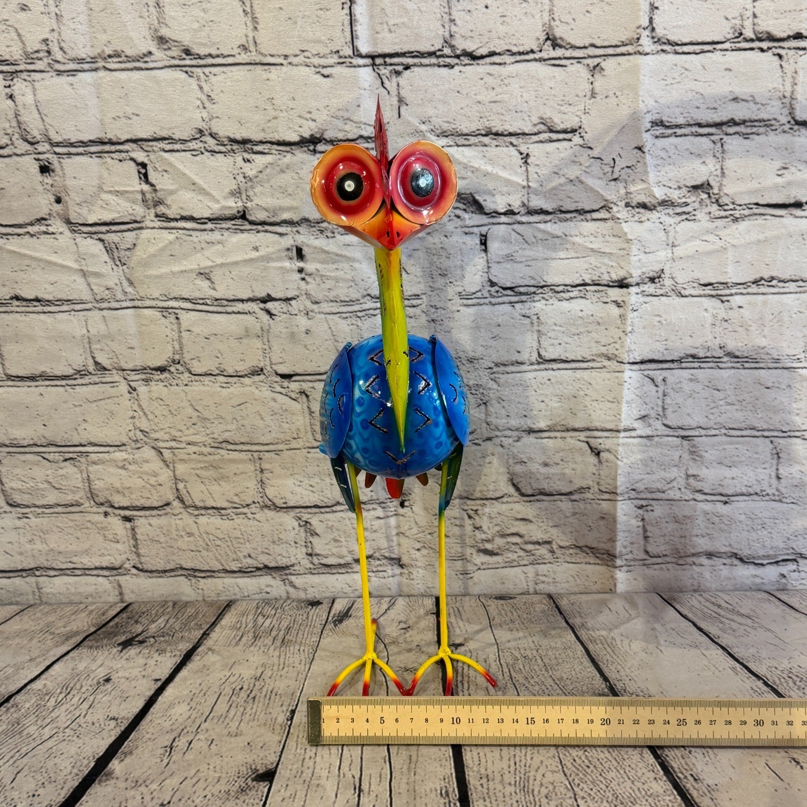 40cm x 20cm Emu Ostrich Bird Blue Metal Tin Standing Ornament Statue7