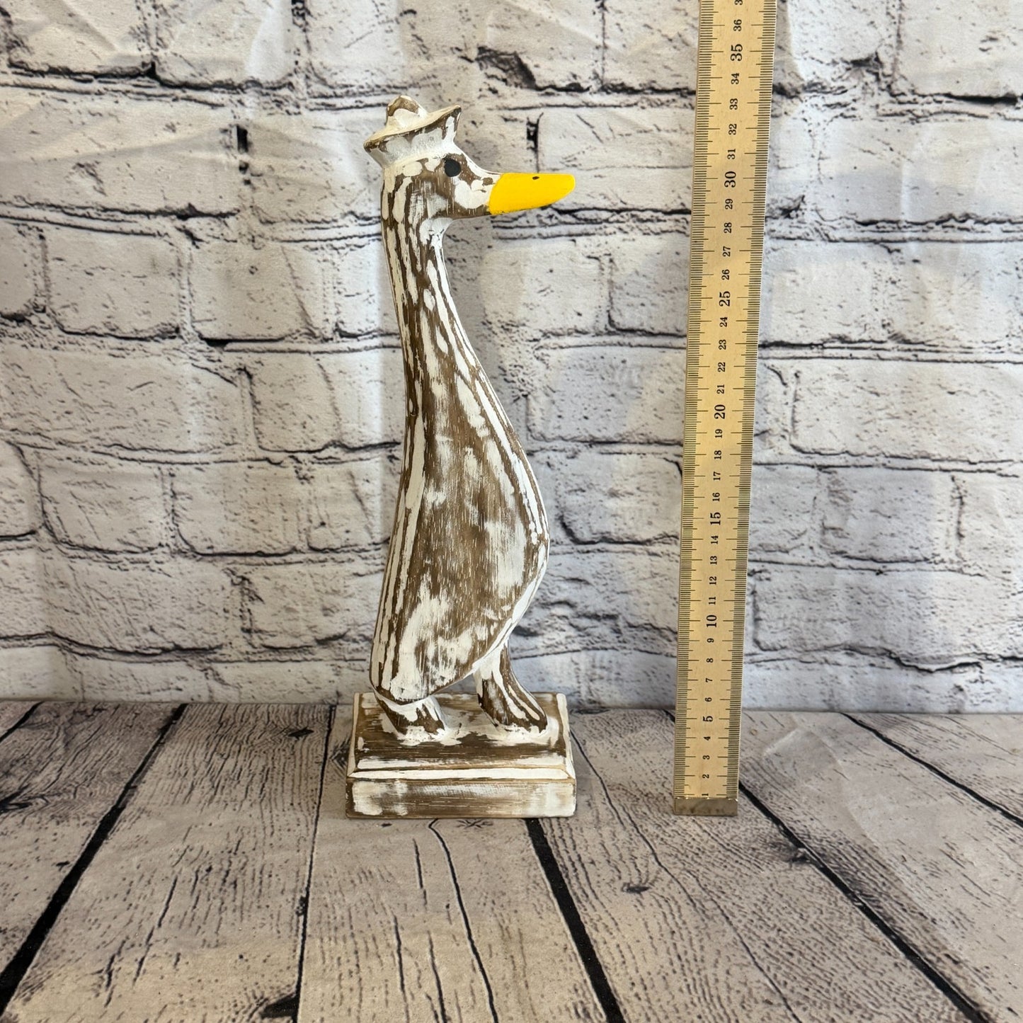 Looking Forward 35cm Tall Wooden Brown Duckling Baby Duck Shabby Wood Fairtrade5