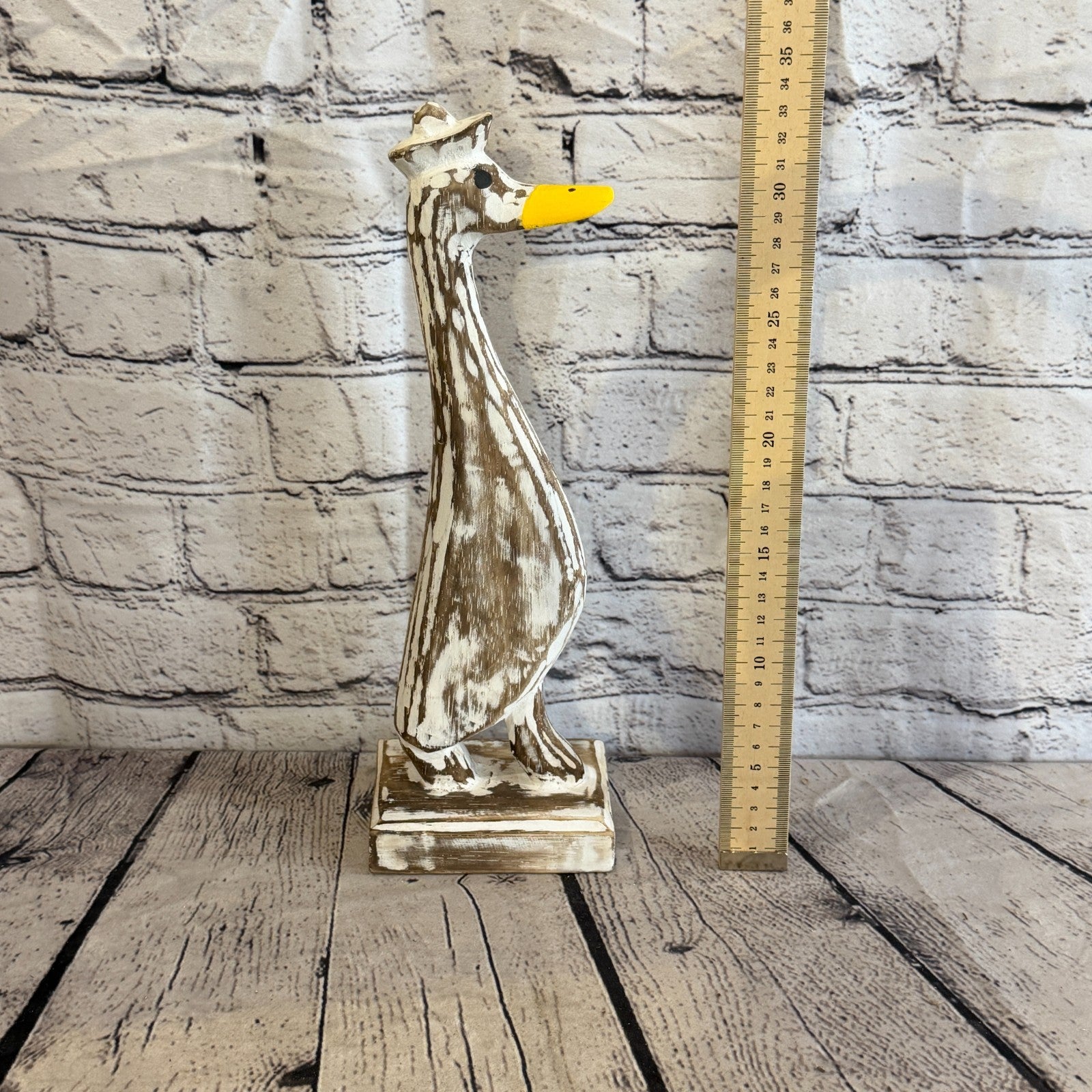 Looking Forward 35cm Tall Wooden Brown Duckling Baby Duck Shabby Wood Fairtrade5