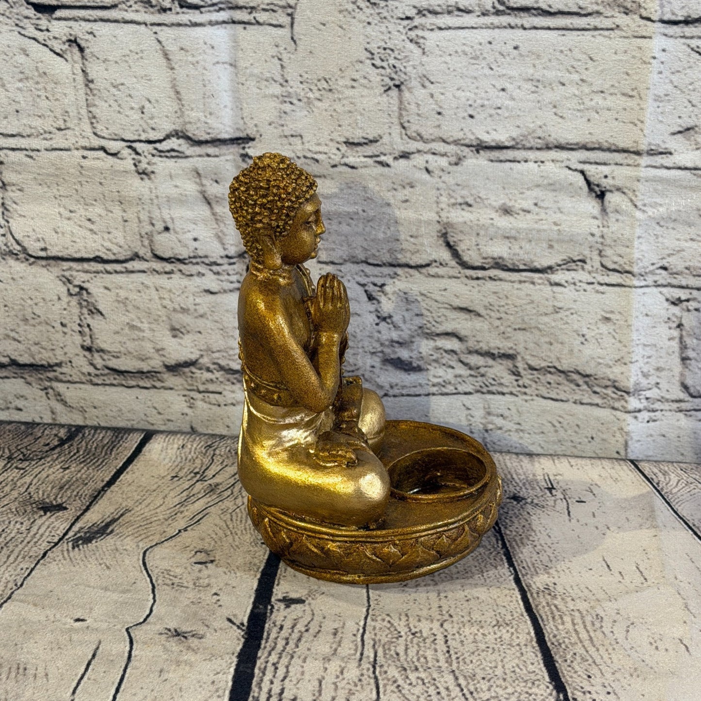 Bronze & Bronze 20cm x 10cm Thai Buddha Tea Light Holder Statue Resin Hindu3