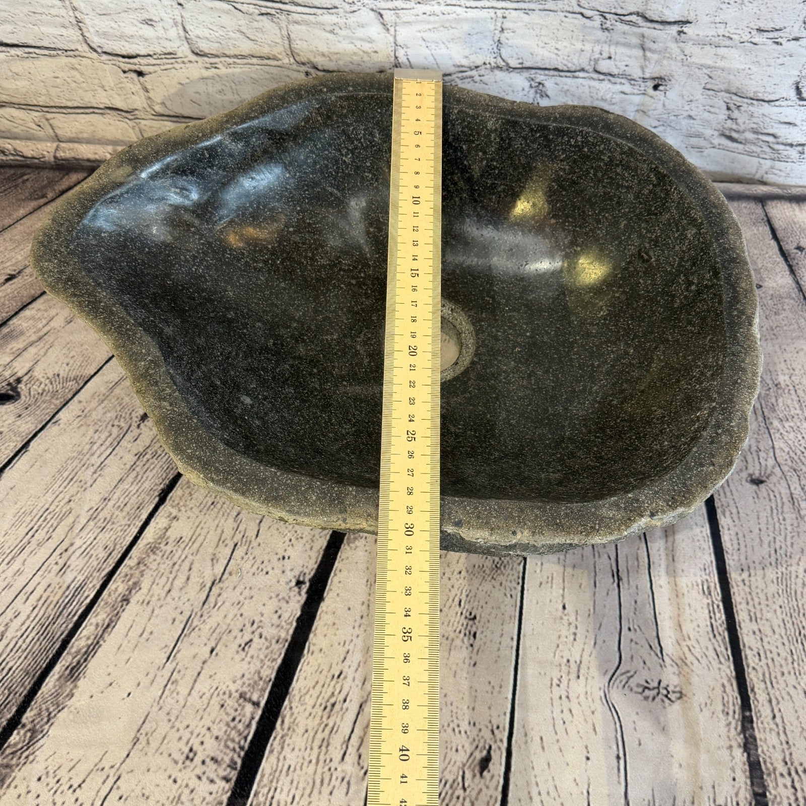 40cm x 30cm Wash Basin Bathroom Counter Top Washing River Stone Bowl Sink No 118