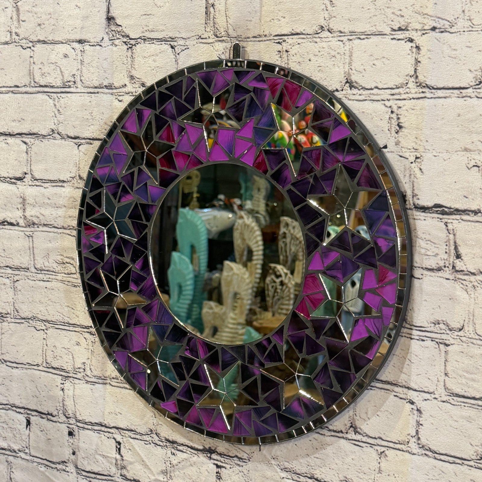 Purple Star Black Mosaic Tile Wall Mirror 40cm x 40cm 16 Inches Handmade1