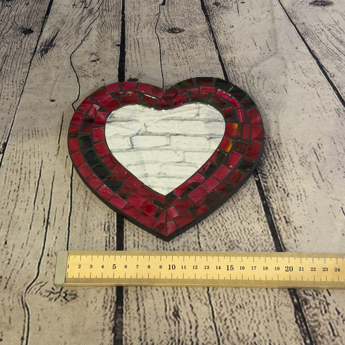Red Heart Shape Mosaic Tile Wall Mirror 20cm x 15cm 8 Inches Handmade New4