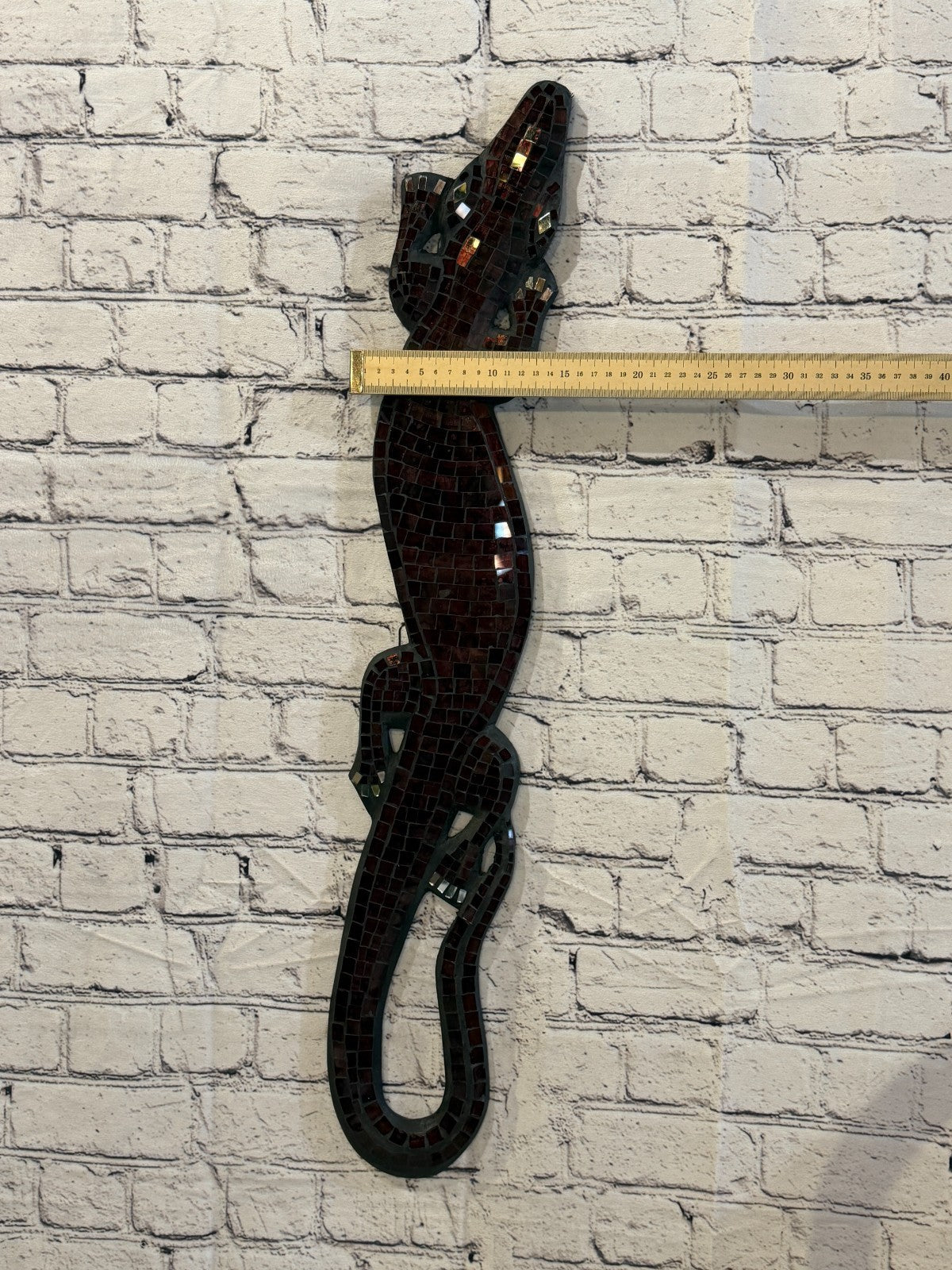 80cm Gecko Purple Mosaic Wall Hanging Wooden Ornaments Wood Carving3