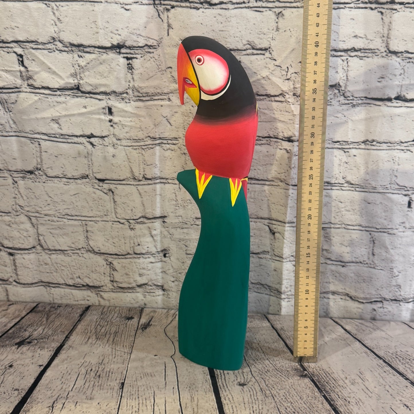 40cm Dark Red Parrot Bird Ornament Statue Fair Trade Hand Made Carved Wood5