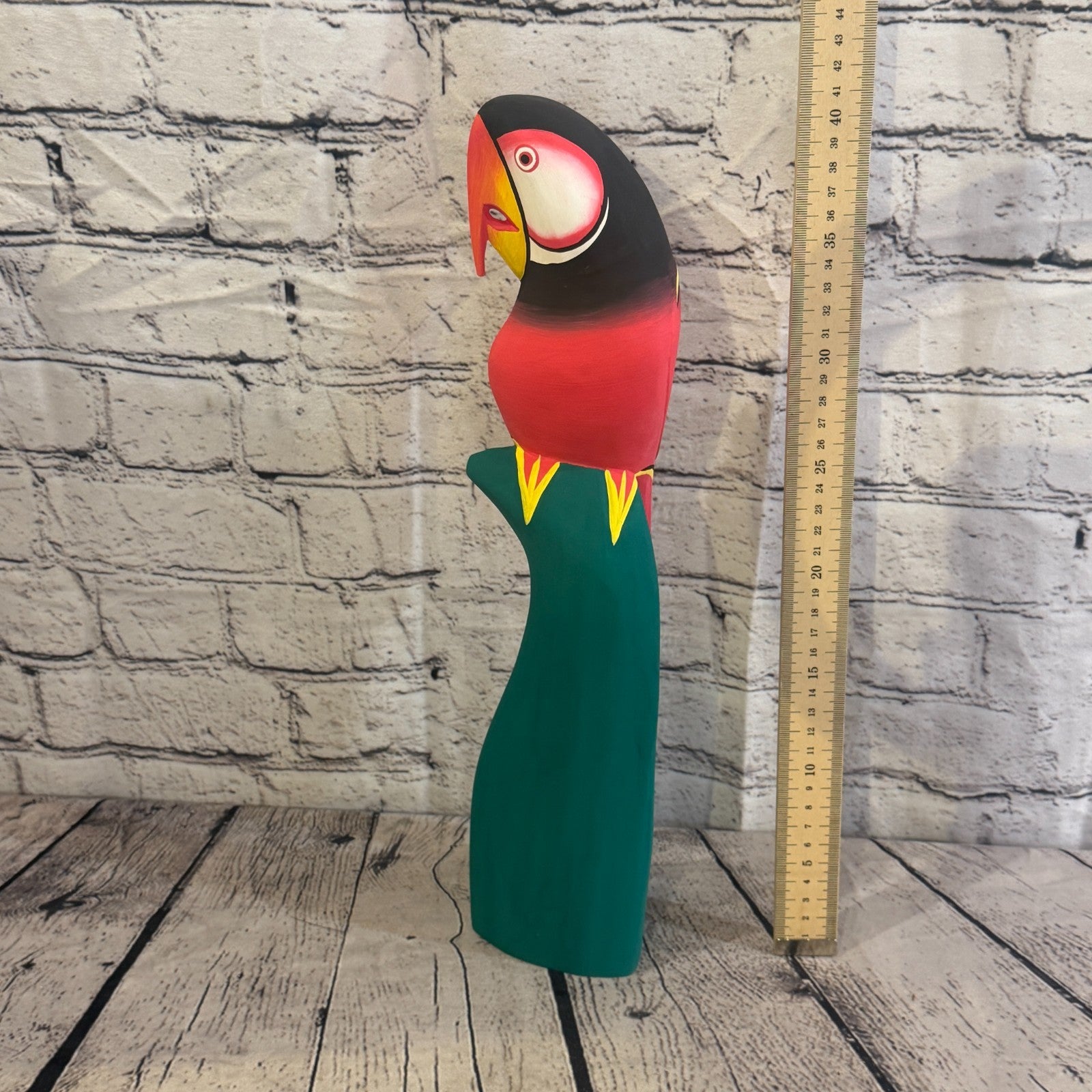 40cm Dark Red Parrot Bird Ornament Statue Fair Trade Hand Made Carved Wood5