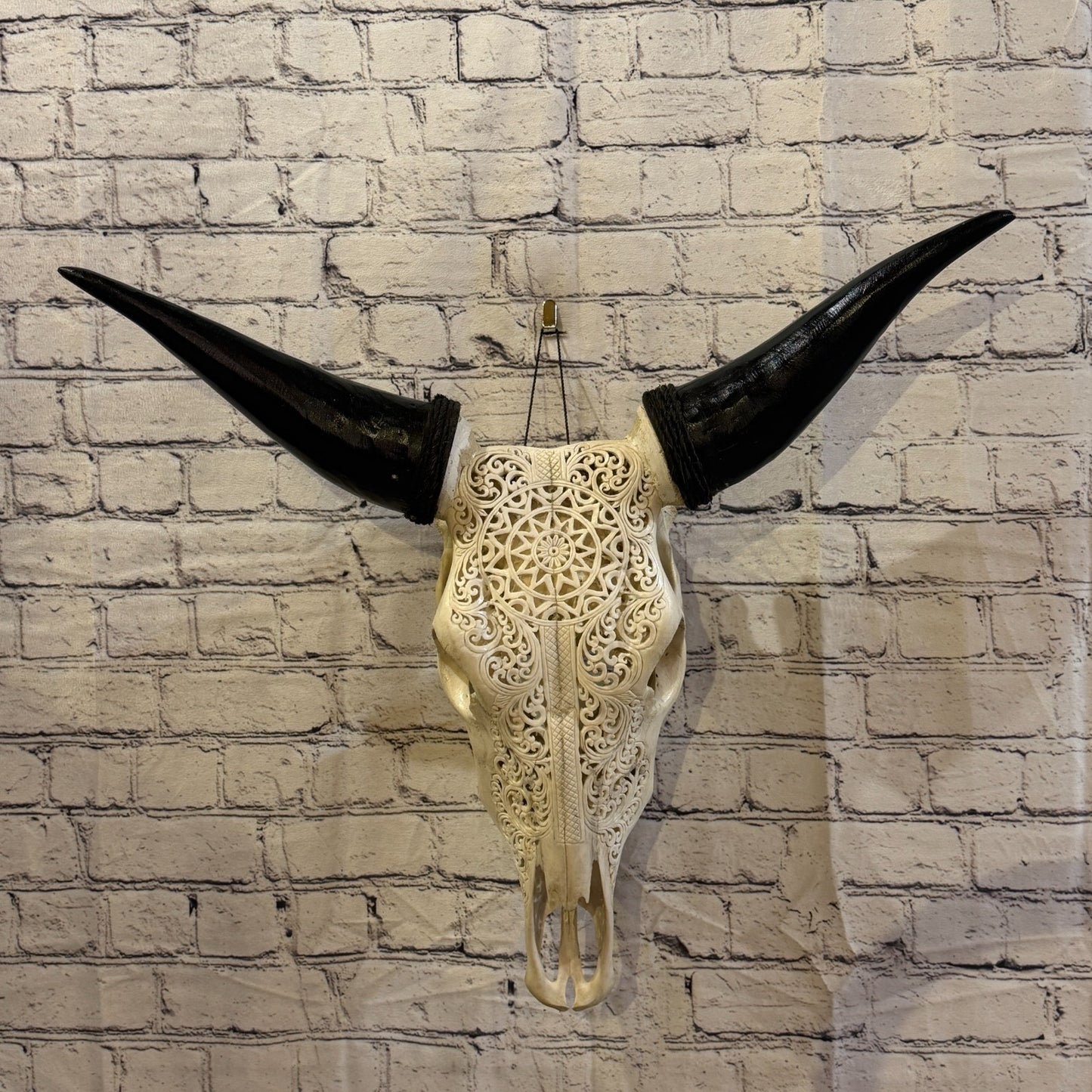 50cm Carved Buffalo Ram Wild Replica Skulls Wall Hanging Carved Design 12