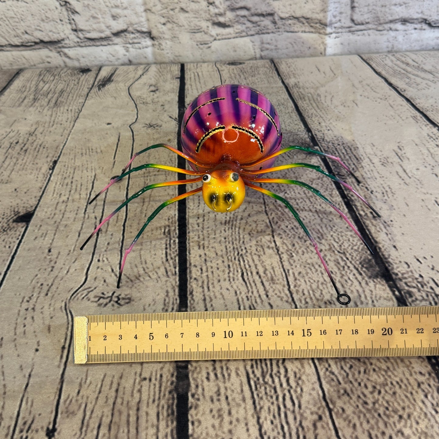 20cm x 15cm Small Colourful Purple Spider Metal Tin Standing Ornament Statue6