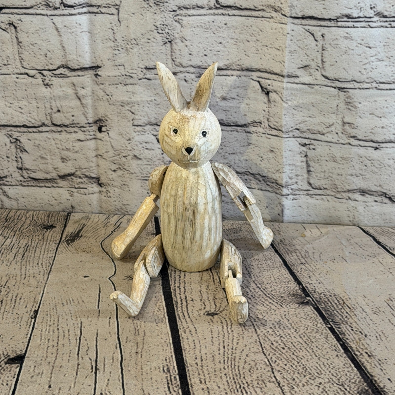 20cm Brown Bunny Rabbit Sitting Animal, Wooden Shelf Ornament Handmade Fairtrade1