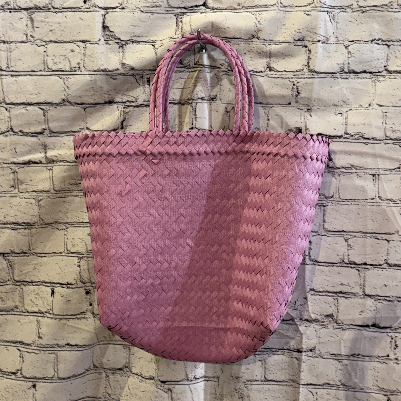 Lilac 40cm Handwoven Tote Bag Recycled Plastic Eco-Friendly Market Beach2