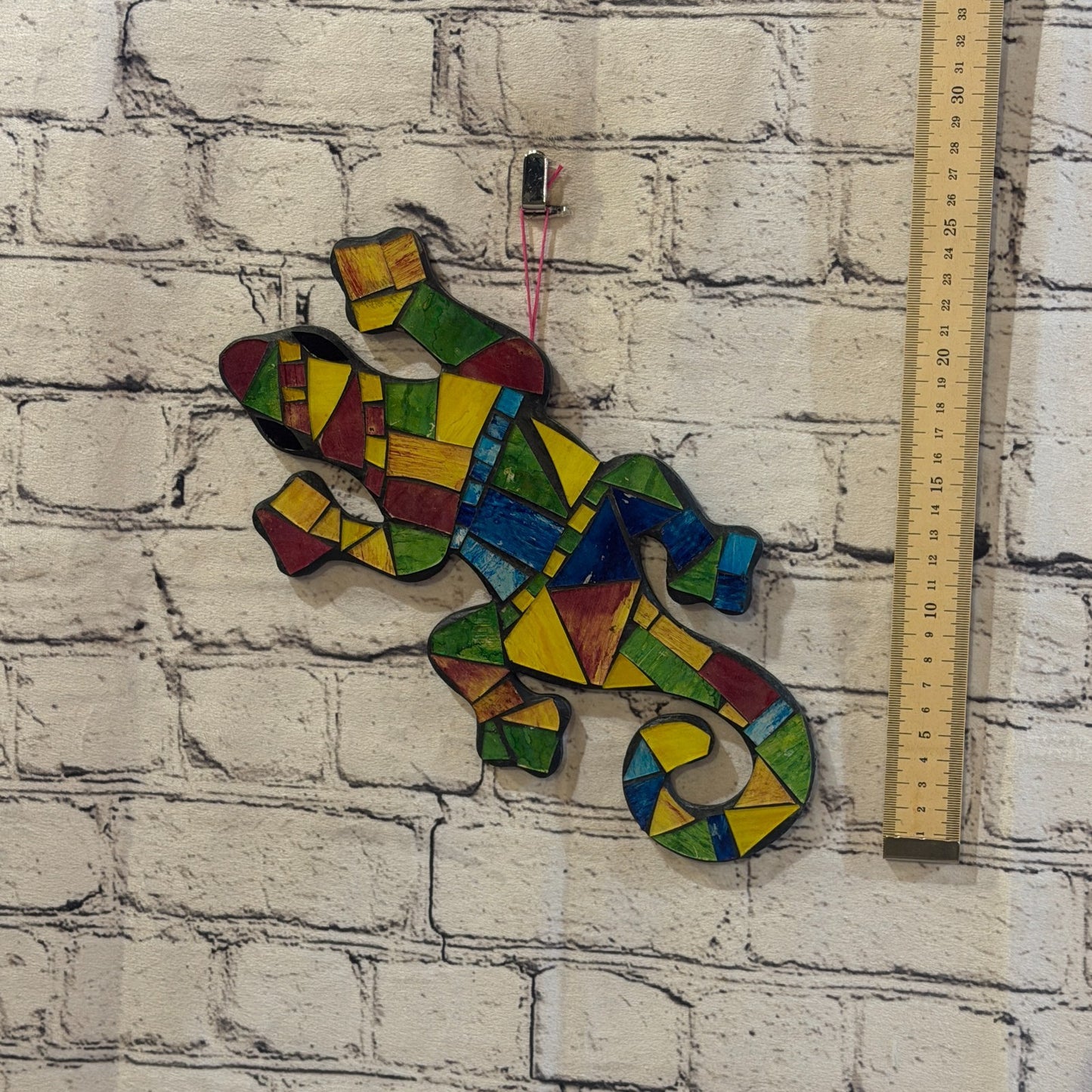 Rainbow Gecko Lizard Mosaic Tile Wall Hanging Mirror 30cm x 15cm Handmade New4
