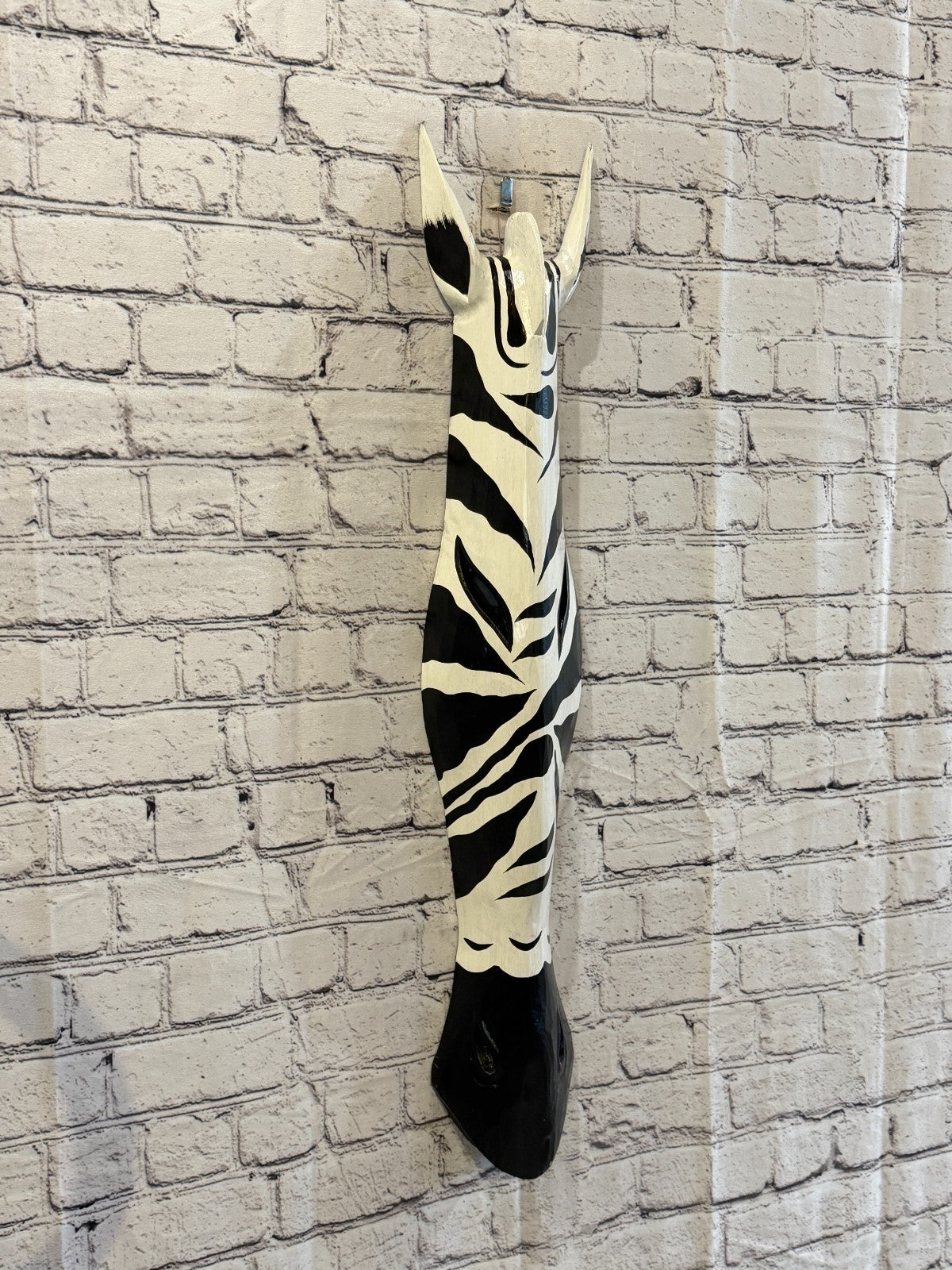 80cm Zebra Plain Hand Carved Fair Trade Wooden Animal Wall Art Wall Hang Mask0