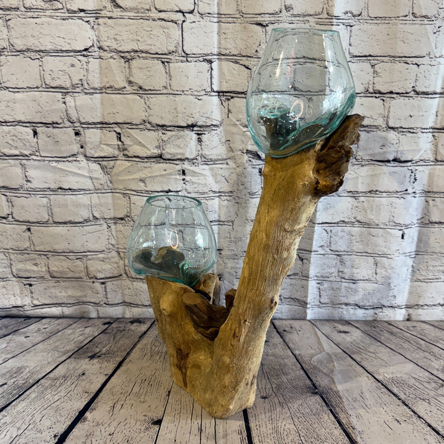 55cm Tall Double Colour Melted Glass Wood Decorative Vase Glass Sculpture5