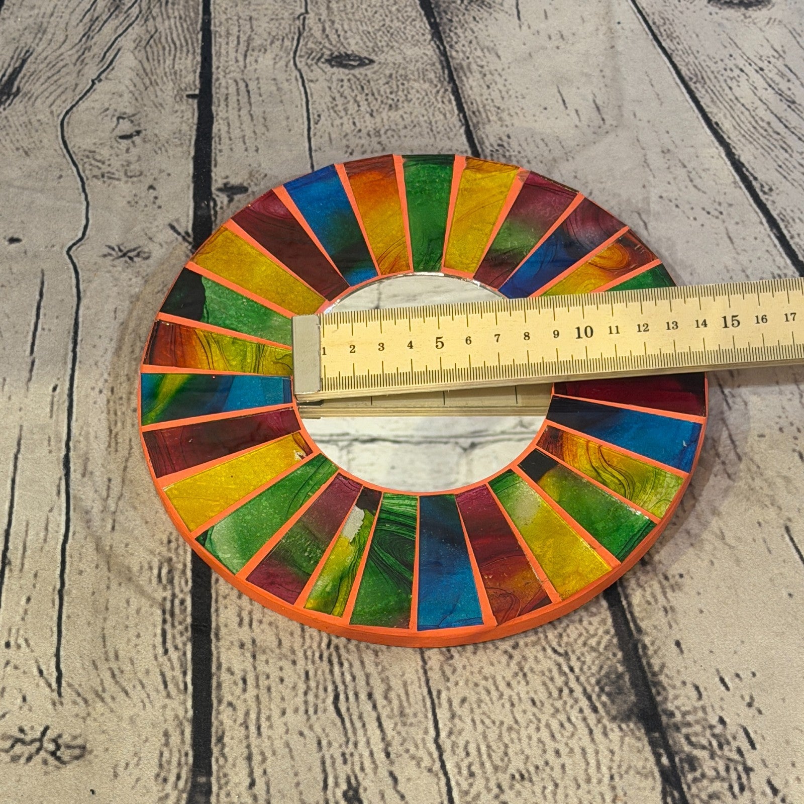 Rainbow Line Terracotta Mosaic Tile Wall Mirror 20cm x 20cm 8 Inches Handmade5
