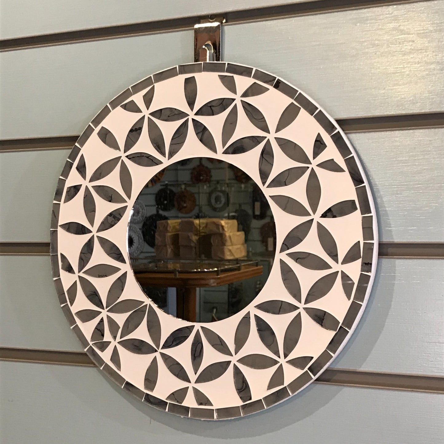 Grey Flower Mosaic Tile Wall Mirror 30cm x 30cm 12 Inches Handmade New1