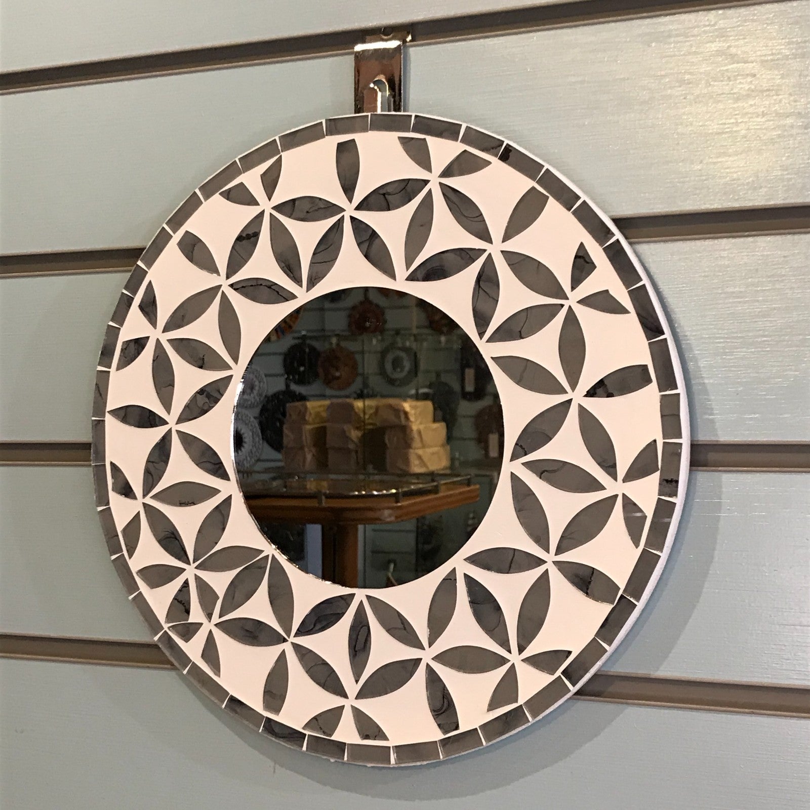 Grey Flower Mosaic Tile Wall Mirror 30cm x 30cm 12 Inches Handmade New1