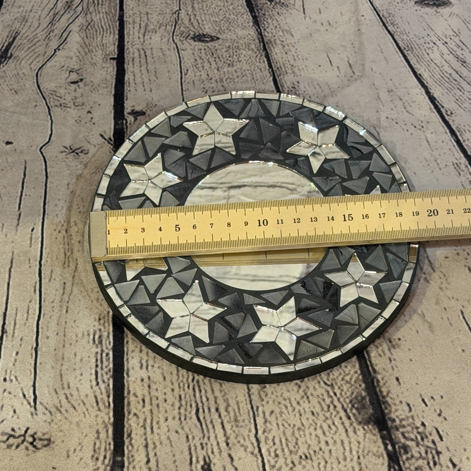 Grey Black Star Black Mosaic Tile Wall Mirror 20cm x 20cm 8 Inches Handmade3