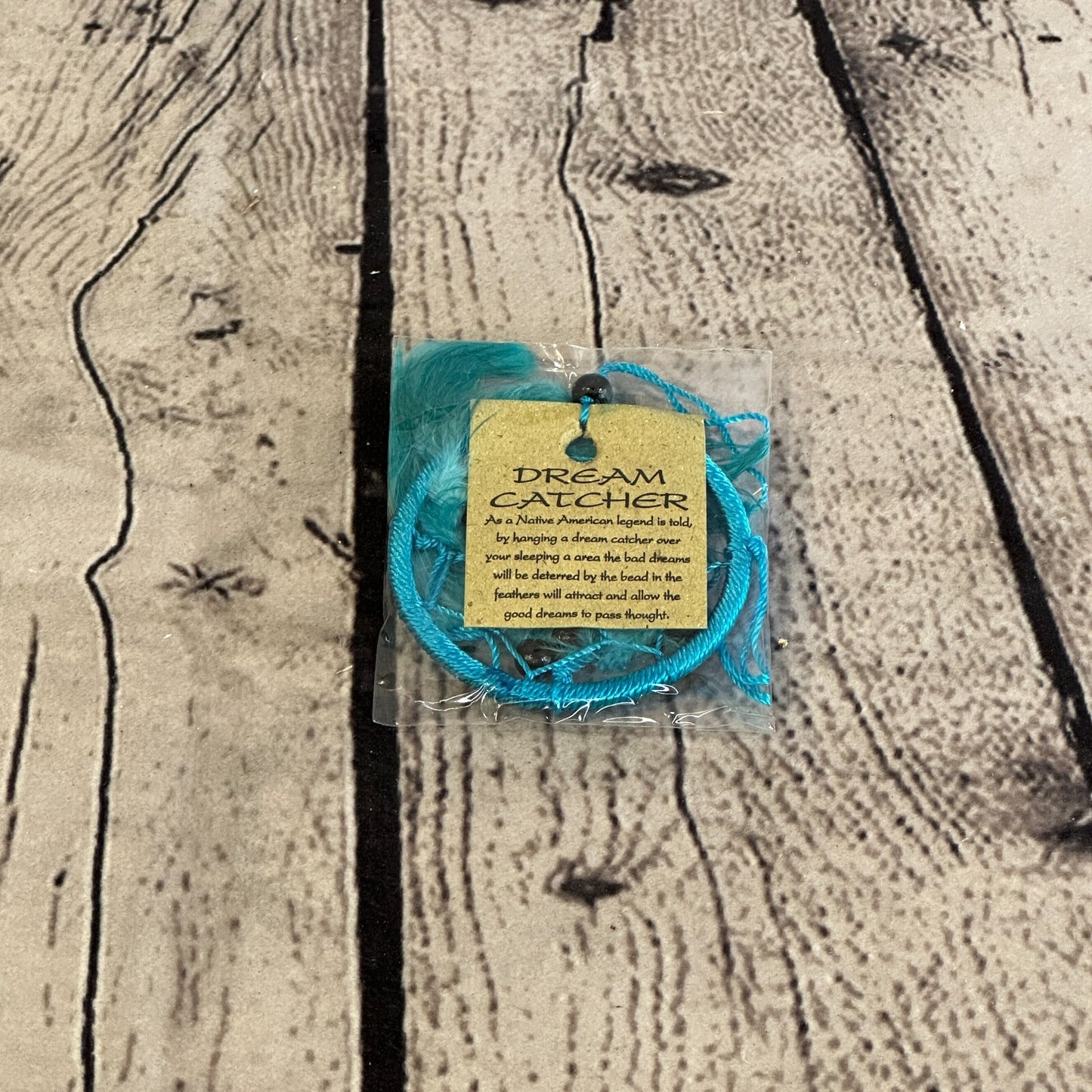 Light Blue Naturals Handmade Dream Catcher Feather Beads Ring For Home Car Décor1